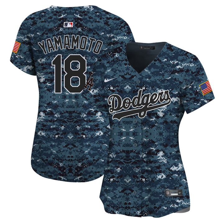 Women Los Angeles Dodgers 18 Yamamoto 2025 camo Stitched 2025 Jersey style 4